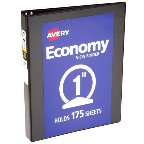 Avery Economy View 3 Ring Binder, 1 Inch Round Rings, 1 Black Binder (05710)