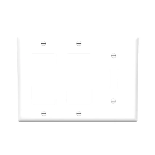 ENERLITES Combination Single Toggle/Double Decorator Rocker Outlet Wall Plate, Standard Size 3-Gang Light Switch Cover (4.5