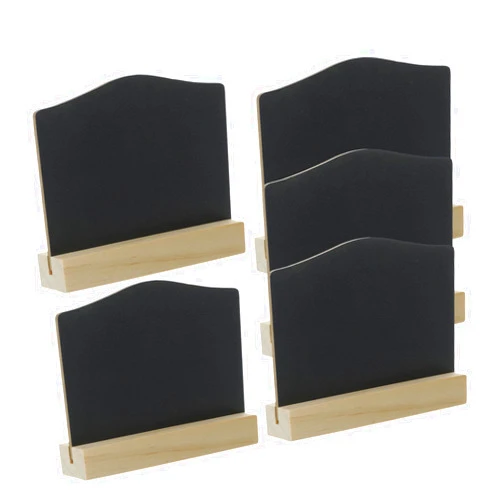 NUOBESTY 5pcs Mini Double-Sided Chalkboard Wooden Desktop Stand Dry Erase Board Memo Board Decorative Sign for Wedding Party Office