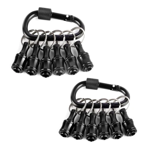Valkynos 12Pcs Bit Holder Keychain Cool Gadgets for Men, 1/4 Bit Holder Gifts for Men, 1/4 Hex Shank Drill Bit Holder for Dad Adult, Screwdriver Bit Holder for Tools & Home Improvement