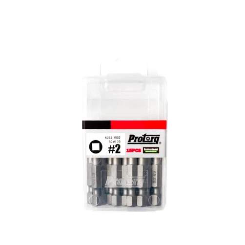 Protorq Square 2 Screwdriver bits,2 inch,15 pieces,with Storage Case