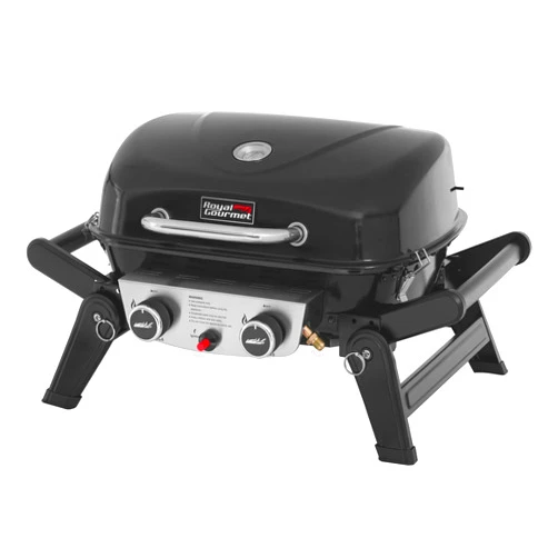Royal Gourmet GT2005 2-Burner Tabletop Propane Gas Grill with Foldable Side Tables, Portable Grill with 17,000 BTUs & 370 Sq. In. Cooking Area for for Outdoor Cooking & Grilling, Black