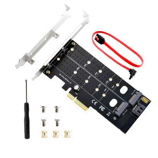 ELUTENG Dual M.2 PCIE Adapter NVME/NGFF to PCIE X4 Expansion Card 32Gbps PCIE NVME SSD Adapter Compatible with B-Key/M-Key/B&M Key for 2230 2242 2260 2280 22110 SSD