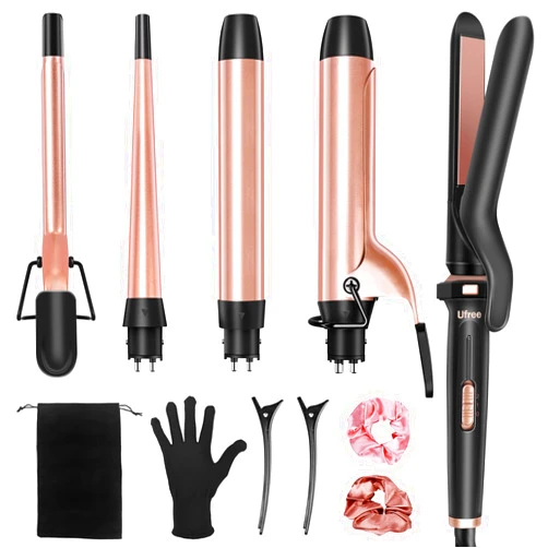 Ufree 5 in 1 Curling Iron with Interchangeable Ceramic Barrels (0.35