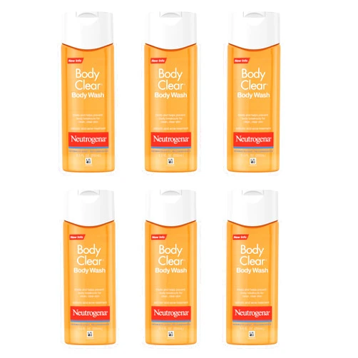Neutrogena Body Clear Acne Body Wash with Glycerin & 2% Salicylic Acid Acne Medication to Help Treat Breakouts on Back, Chest & Shoulders, Non-Comedogenic, 8.5 fl. Oz, 6 Pack