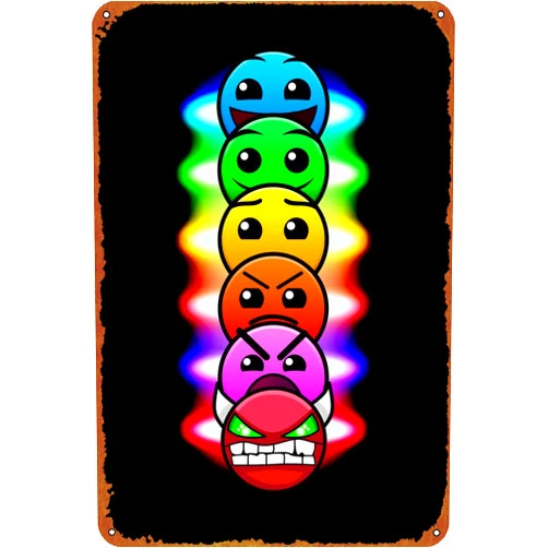 KIVYYB Geometry Dash Difficulty Faces poster Game Poster Metal Plaque Tin Sign,Vintage Metal Pub Club Cafe bar Home Wall Art Decoration Poster Retro 8x12 inches