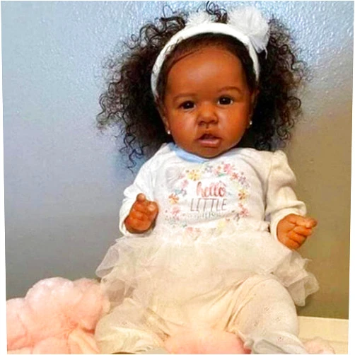 ZTDOLL Reborn Baby Dolls Girls Real Lifelike Baby Dolls African American Handmade Realistic Girl Baby Doll in Soft Vinyl and Weightd Body for Daughter, Mother, Birthday Gifts, Weddings, Parties
