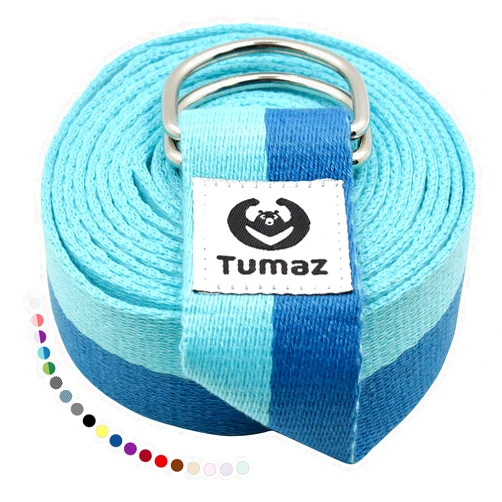 Tumaz Yoga Strap/Stretch Bands [15+ Colors, 6/8/10 Feet Options] with Extra Safe Adjustable D-Ring Buckle, Durable and Comfy Delicate Texture - Best for Daily Stretching, Physical Therapy, Fitness