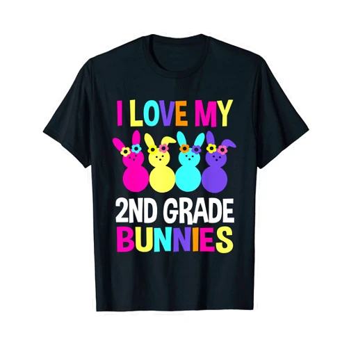 Teacher Easter Day Bunny Egg I Love My 2nd Grade Bunnies Teacher Easter Day Bunny Egg T-Shirt