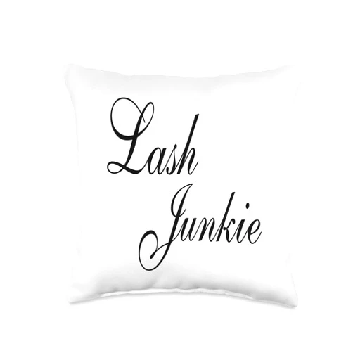 Lash Junkie Eyelash Tech & Lash Artist Pun Junkie Eyelash Artist Tech Lash Throw Pillow, 16x16, Multicolor