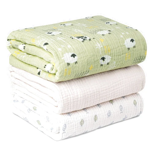 LYRICHOM BABY Muslin Swaddle Blankets for Newborn, 3 Pack Breathable Soft Receiving Blanket, Large 38 x 40 inches Swaddle Wrap Burping Clothes Diapers, Essentials Infant Shower Items, Toddler Gift (Cute Farm)