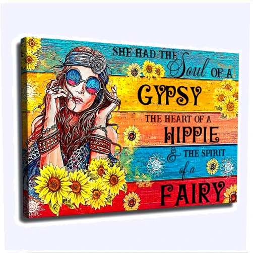 Generic The Soul of a Gypsy The Heart of a Hippie The Spirit of aFairy Canvas Wall Prints poster Modern Home Aesthetic Decor Wall art for Bedroom Dorm (16×24inch_Unframed)