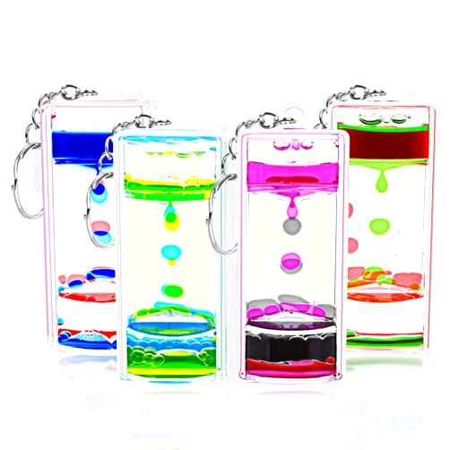 OCTTN Dynamic Liquid Timers Key Chain Set, Colorful Motion Bubbler Timekeeper Key Chain, Liquid Hourglass Keychains