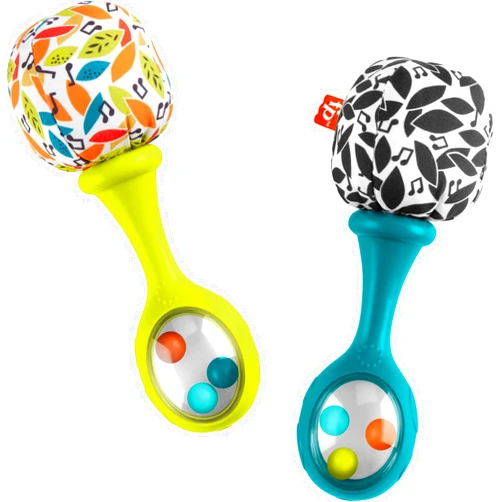 Fisher-Price Newborn Toys Rattle ‘n Rock Maracas, 2 Soft Musical Instruments for Developmental Play Babies Ages 3+ Months, Neutral Colors
