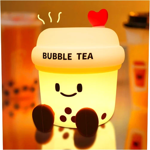 OkiyiD Boba Tea Gifts for Milk Tea Lovers, Cute Bubble Tea Night Light, Boba Tea Silicone Nursery Lamp with Dimming and Timing Function, Cute Room Decor Lights for Kids Girl Women Xmas Gifts