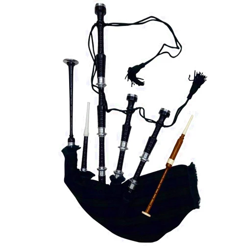 AAR Scottish Great Highland Bagpipe Black Watch Cover & Cord Silver Mounts Black Finish with Tutor Book Reeds/Drone(USA)