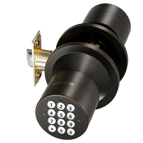 Signstek Keyless Entry Door Lock,Door Knob with Keypad，Smart Code Door Lock,Mute Mode,Passage Function, Easy to Install,Oil Rubbed Bronze