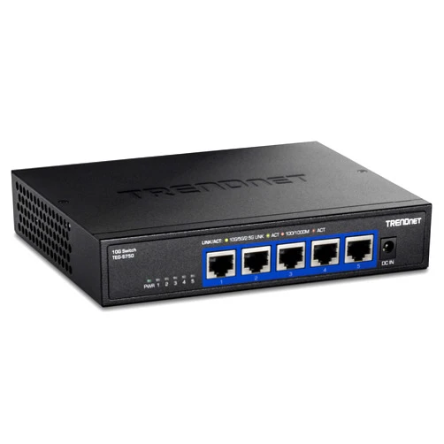 TRENDnet 5-Port 10G Switch, 5 x 10G RJ-45 Ports, 100Gbps Switching Capacity, Supports 2.5G and 5G-Base-T Connections, Lifetime Protection, Black, TEG-S750