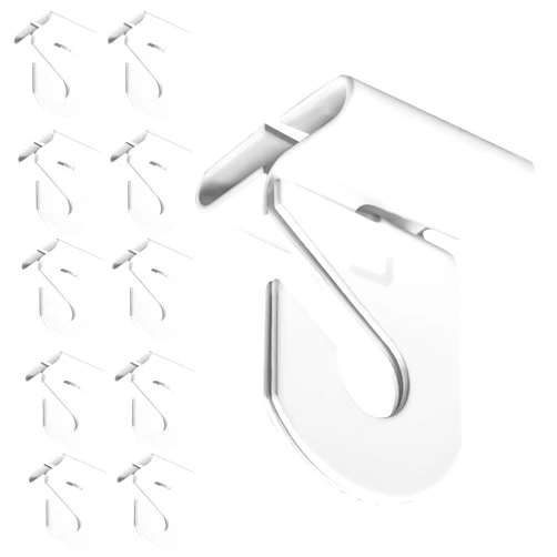 Wozoohyi White Suspended Ceiling Hooks 10 Pairs Metal Ceiling Hanging Hook,Ceiling Grid Clips for Offices Home Plants Decorations,T-Bar Suspended Ceiling Hooks Hold Up to 20 Lbs (A-White 10 Pcs)