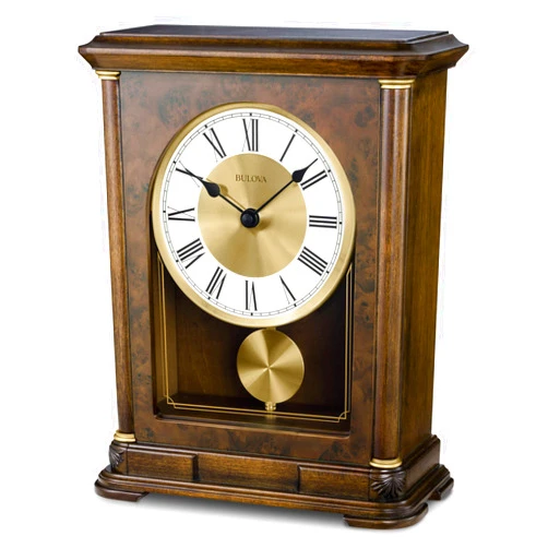 Bulova B1860 Vanderbilt Mantel Clock, Warm Walnut 12.25 x 9 x 4.75