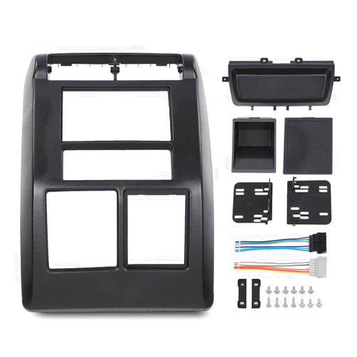 G-PLUS Dashboard Double Din Stereo Dash Mounting Bezel Kit Compatible with Jeep Wrangler TJ 1997 1998 1999 2000 2001 2002 95-6549 Black