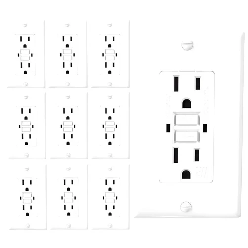 EverElectrix 10 Pack GFCI Outlet 15 Amp, Self-Test GFI Electrical Outlet with LED Indicator, WR Weather Resistant GFCI Receptacle, Ground Fault Circuit Interrupters with Wall Plate & Screws, UL Listed
