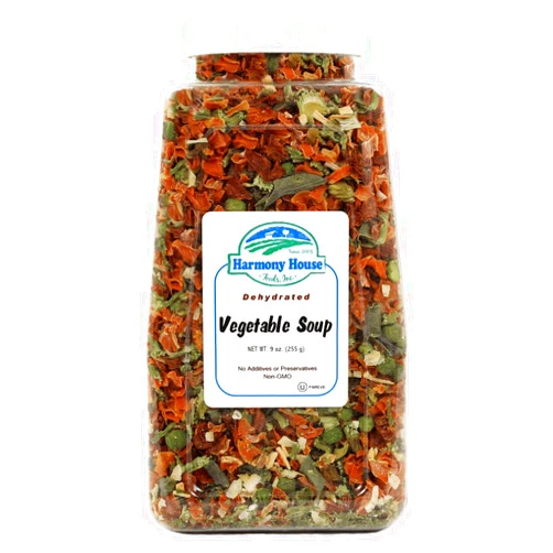 Harmony House Premium Vegetable Soup Mix - Dehydrated Vegetables for Cooking, Camping, Emergency Supply and More (9 oz, Quart Size Jar)