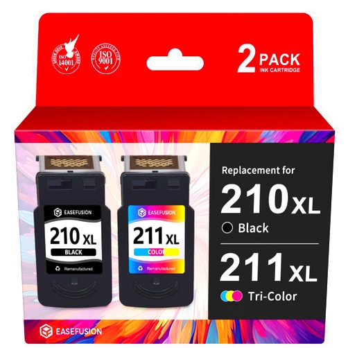 EaseFusion 210XL 211XL Replacement for Canon 210 XL and 211 XL Ink Cartridges 210XL 211XL Black Color Combo Pack for Canon Pixma MX410 MP495 MP280 MX340 Printer Ink Cartridges 210 211