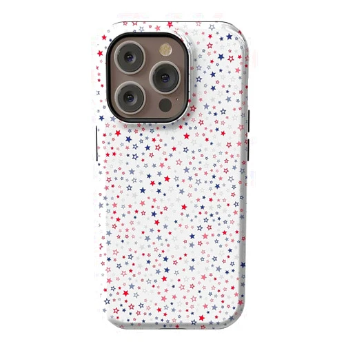 Casely iPhone 14 Pro Case | Seeing Stars | Red, White & Blue | Essential Slim Dual-Layer Protective Case Design | Compatible with MagSafe