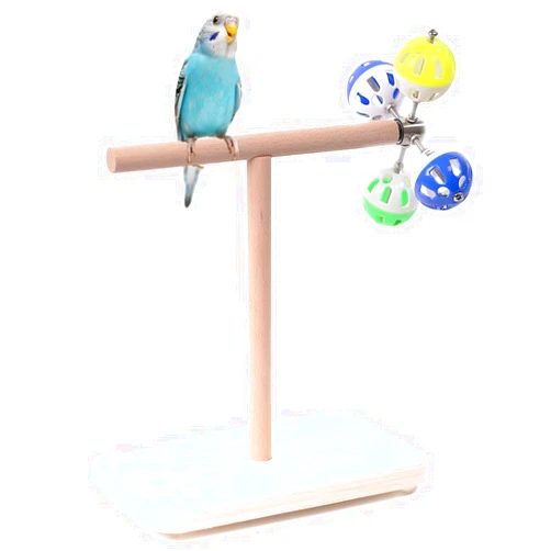 Hereex Bird Table Platform, Bird Stand Wooden Perch with Rotating Balls Toy, Parrot Parakeet Play Gyms Exercise Square Table Stands for Green Cheeks, Chinchilla, Hamster Budgie (Table Perch - Square)
