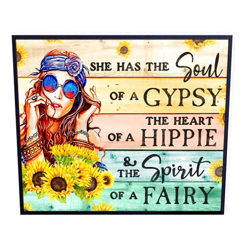 YELLOWBIRD ART & DESIGN Hippie Inspirational Positive Quotes Wall Decor - Boho Encouragement Gifts for Women - Motivational Wall Art Poster - Bohemian Rustic Country Sunflower Decoration - Girls Teens Bedroom Home Office