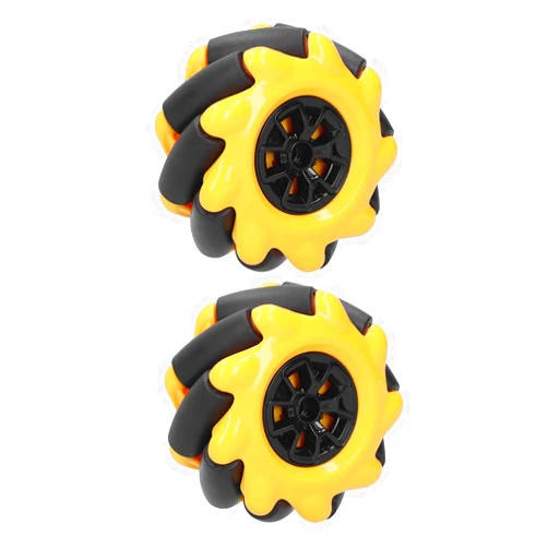 POCREATION Yellow 60mm High Hideness Mecanum Wheel Omni-Directional Wheel TT Motor Hubs/Connector for Robot Car Kit DIY STEM Toy Parts((1 Pair))