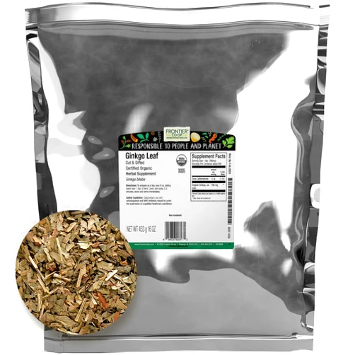Frontier Co-op Organic Ginkgo Leaf, 1lb Bulk Bag, Cut and Sifted | Dried Ginkgo Biloba Leaf | Ideal for Tea and Herbal Uses, Kosher