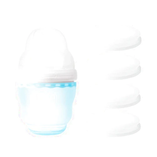 Olababy Gentle Bottle (4oz, Sky) + Travel Cap/Storage Cap Bundle