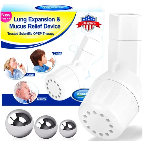 NebuAksol Lung Exerciser Device, Breathing Exercise Device for Lungs, Valve Mucus Removal Device, Mucus Clearance and Lung Expansion Device