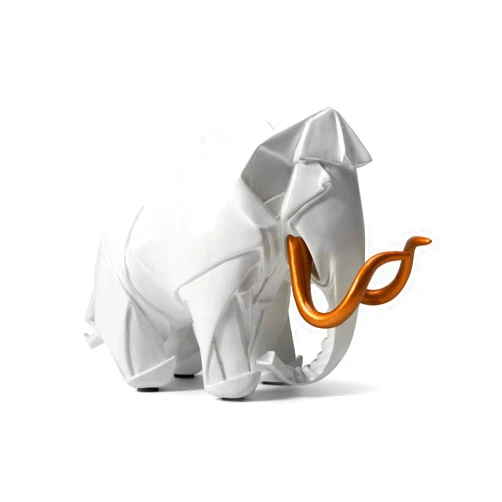 HAUCOZE Dinosaur Statue Arts Animal Figurine Modern Decor Mammoth Sculpture Polyresin White 8.3inch