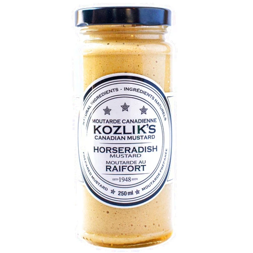 Kozliks Horseradish Hot Spicy Brown Yellow Dijon Natural Gluten Free Non-GMO Mustard, 8.5oz Jar