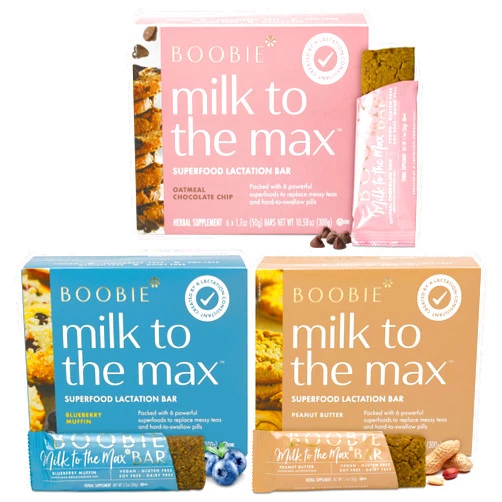 Boobie Brands Boobie Bar Superfood Lactation Bar Variety Pack, Lactation Snacks for Breastfeeding Moms to Increase Milk Supply, Fenugreek-Free, Gluten-Free, Dairy-Free, Vegan (18 Bars, 3 Flavors)