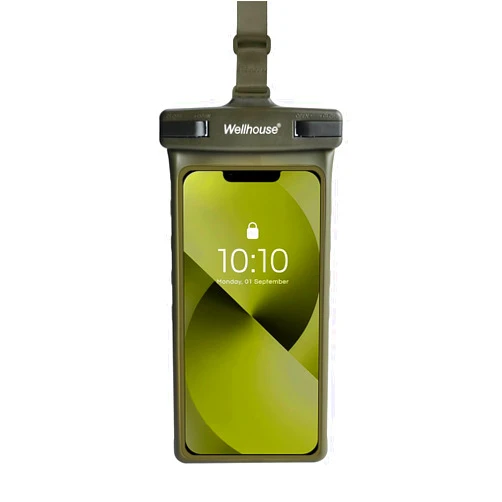 Wellhouse Waterproof Phone Case for iPhone 16 15 14 13 Pro Max XS Samsung, IPX8 3D Cellphone Dry Bag Beach Essentials- Olive1 Pack 7.0