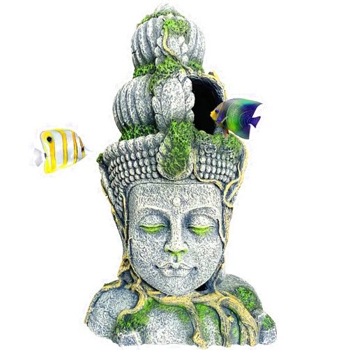 Hamiledyi Buddha Head Statue Aquarium Decorations Resin Fish Hideout Betta Cave for Large Fish Tank Ornaments Betta Sleep Rest Hide Play Breed