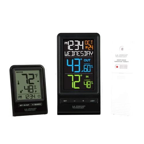 La Crosse Technology M82738 Color Temperature & Humidity Station with Bonus Display, Black