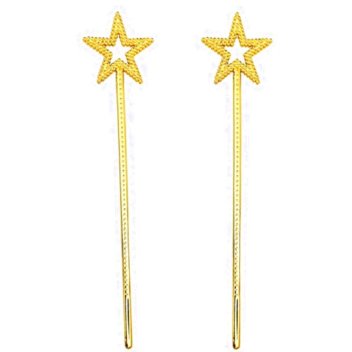 GIYOMI Star Wand,2 Pieces13 Inches Gold Fairy Princess Angel Wand Sticks for Girls Costume Birthday Party Wedding Halloween Christmas Cosplay