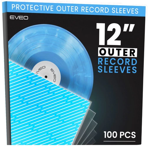 EVEO 100x Vinyl Record Sleeves Outer – Crystal Clear Outer Vinyl Sleeves LP Album Covers 12.75