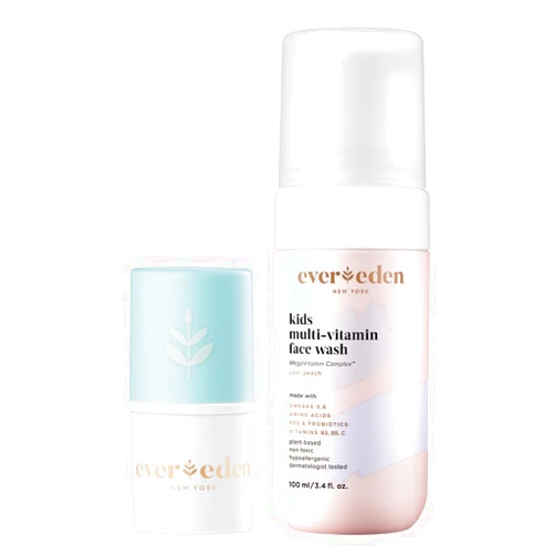 Evereden Kids Face Wash: Cool Peach, 1.7 oz. & Kids Lip Balm, 0.13 oz | Clean and Non-Toxic Kids Products | Multi-Vitamin Skin Care for Kids