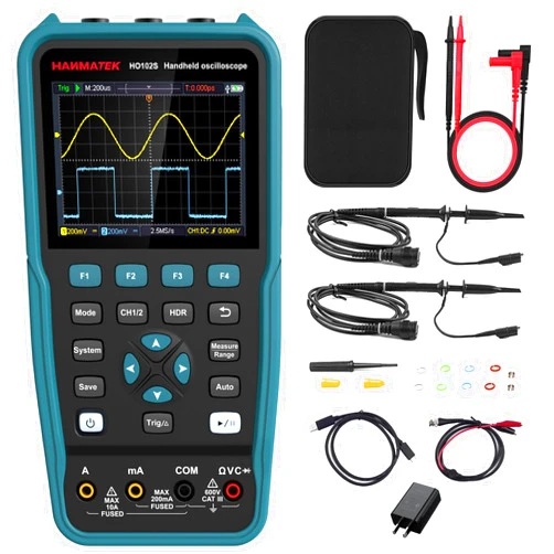 HANMATEK 3 in 1 Handheld Oscilloscope Multimeter 100Mhz Waveform Generator Oscilloscope with 2 Channels 3.5