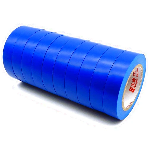 Maveek 10 Rolls PVC Electrical Tapes, Self-Adhesive Waterproof Insulation Blue Tapes, Rated up to 600 Volts and 176 °F, 15mmx15m(0.6