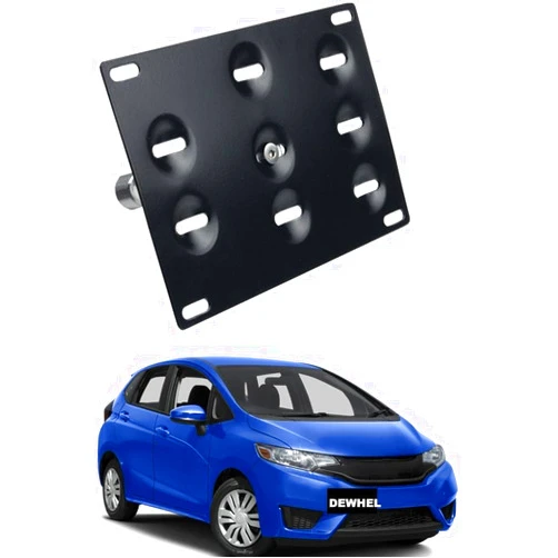 Dewhel Front Bumper Tow Hook License Plate Mount Bracket Holder Bolt On No Drill Hole Aluminum Compatible with 3rd Gen 2015 2016 Fit