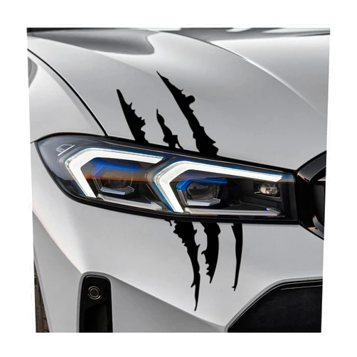 YTFRL 2 PCS Car Claw Mark Stickers, Monster Claw Headlight Decals Waterproof Vinyl Sticker, Stripes Scratch Marks Exterior Decoration for Sports Car SUV Pickup Truck Hood Window (Black)
