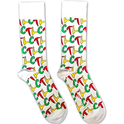 Rock Off TLC 'Logo Repeat' (White) Socks (One Size = UK 7-11), White, One Size