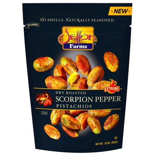 Setton Farms Pistachios, Scorpion Pepper Extreme Flavor Pistachios Value Bag, Naturally Seasoned, Dry Roasted No Shell Pistachios, Non-GMO Project Verified, Gluten Free, Vegan, Kosher, 20 Oz